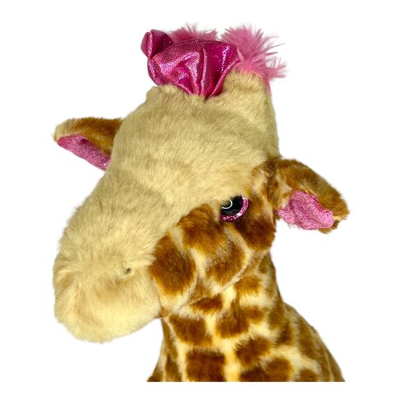 Aurora Destination Nation GIRAFFE PLUSH 15" Stuffed Animal Toy Pink Fur Bow NWOT - Picture 4 of 10